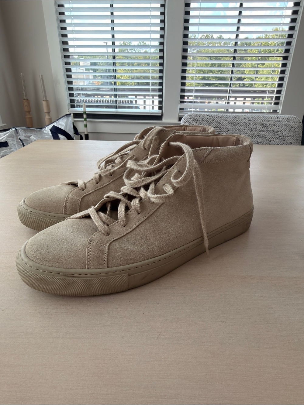 Suitsupply Men's Suede High-Top Sneakers in Beige - Size 11